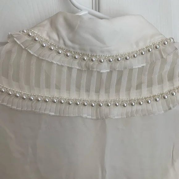Alice + Olivia White Sheer Button Down Shirt - Picture 3 of 8